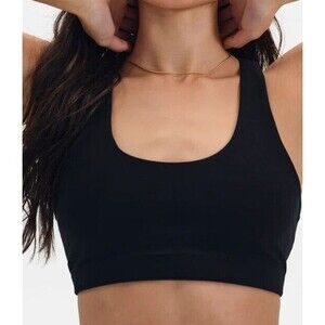 Mate the Label Women's Organic Stretch Sports Bra BLACK XS NEW! $58